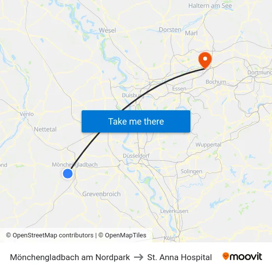Mönchengladbach am Nordpark to St. Anna Hospital map