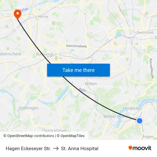 Hagen Eckeseyer Str. to St. Anna Hospital map
