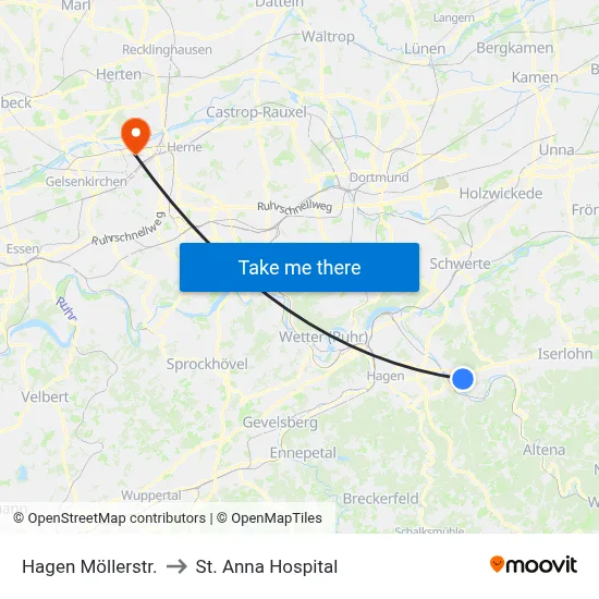 Hagen Möllerstr. to St. Anna Hospital map
