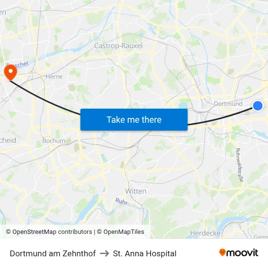 Dortmund am Zehnthof to St. Anna Hospital map