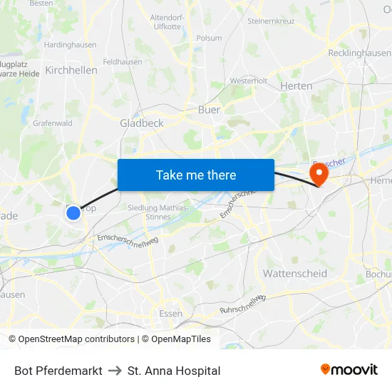 Bot Pferdemarkt to St. Anna Hospital map