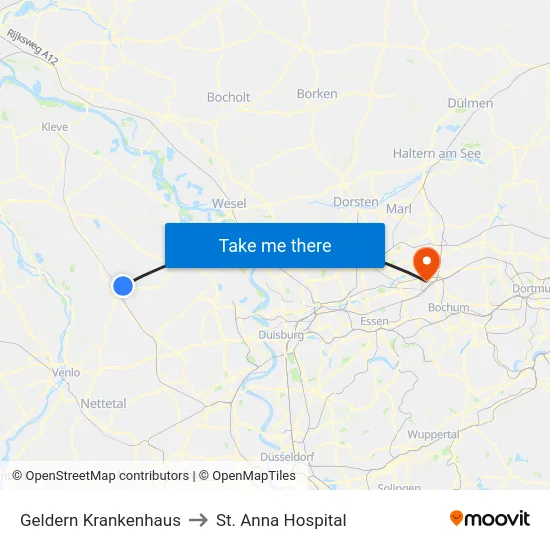 Geldern Krankenhaus to St. Anna Hospital map