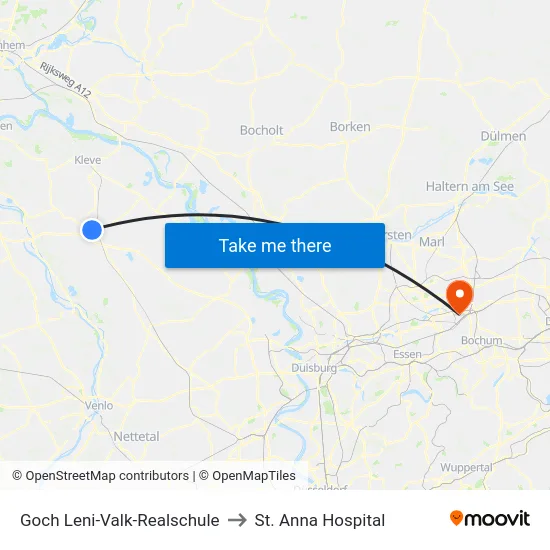 Goch Leni-Valk-Realschule to St. Anna Hospital map