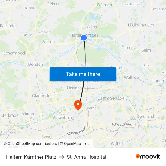 Haltern Kärntner Platz to St. Anna Hospital map