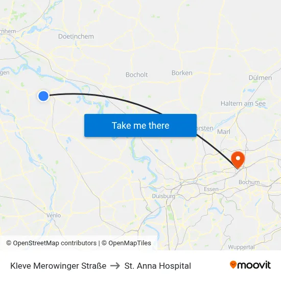 Kleve Merowinger Straße to St. Anna Hospital map