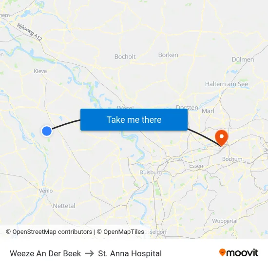Weeze An Der Beek to St. Anna Hospital map