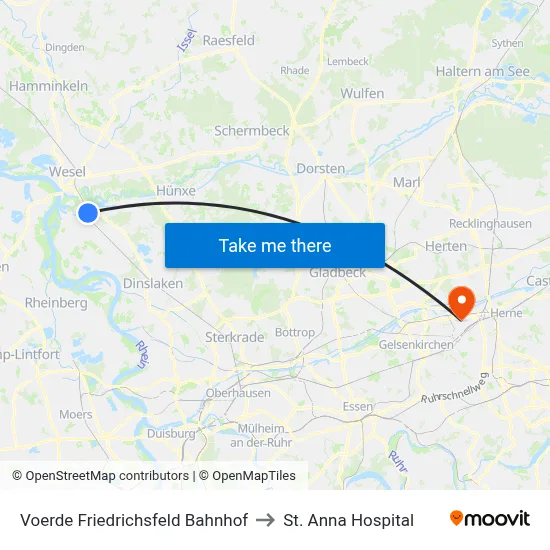 Voerde Friedrichsfeld Bahnhof to St. Anna Hospital map