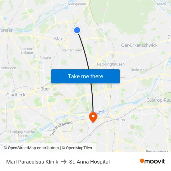 Marl Paracelsus-Klinik to St. Anna Hospital map