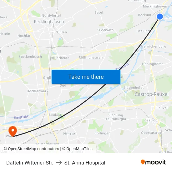 Datteln Wittener Str. to St. Anna Hospital map