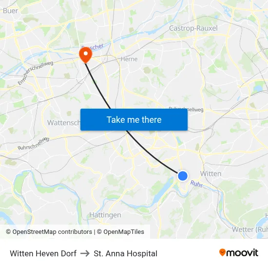 Witten Heven Dorf to St. Anna Hospital map