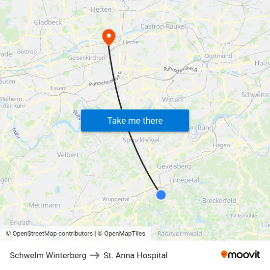 Schwelm Winterberg to St. Anna Hospital map