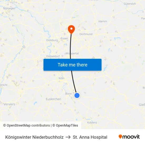 Königswinter Niederbuchholz to St. Anna Hospital map
