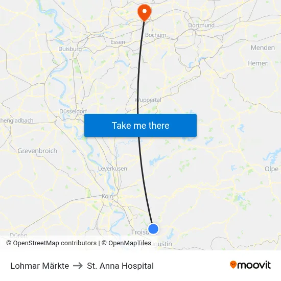 Lohmar Märkte to St. Anna Hospital map