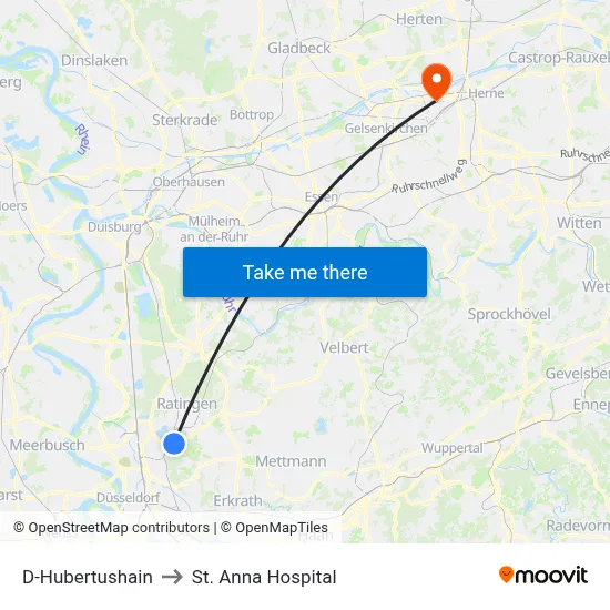 D-Hubertushain to St. Anna Hospital map