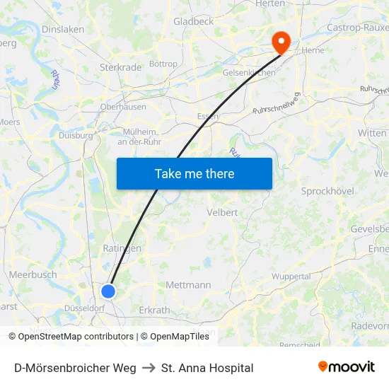 D-Mörsenbroicher Weg to St. Anna Hospital map