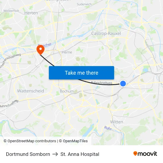 Dortmund Somborn to St. Anna Hospital map