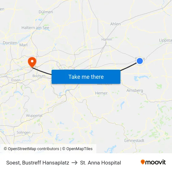 Soest, Bustreff Hansaplatz to St. Anna Hospital map