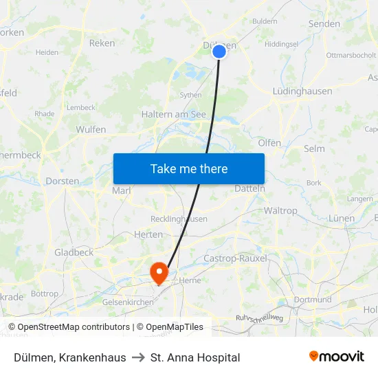 Dülmen, Krankenhaus to St. Anna Hospital map