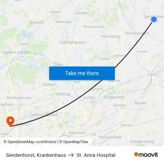 Sendenhorst, Krankenhaus to St. Anna Hospital map