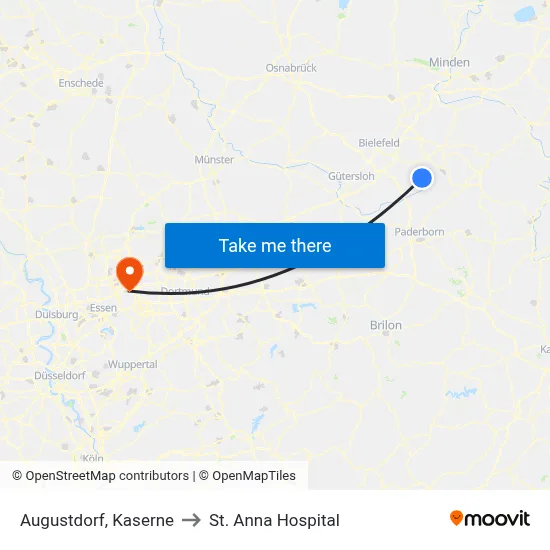 Augustdorf, Kaserne to St. Anna Hospital map