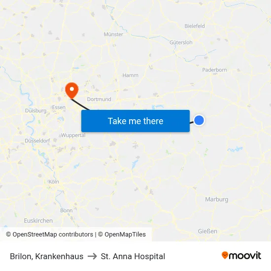 Brilon, Krankenhaus to St. Anna Hospital map