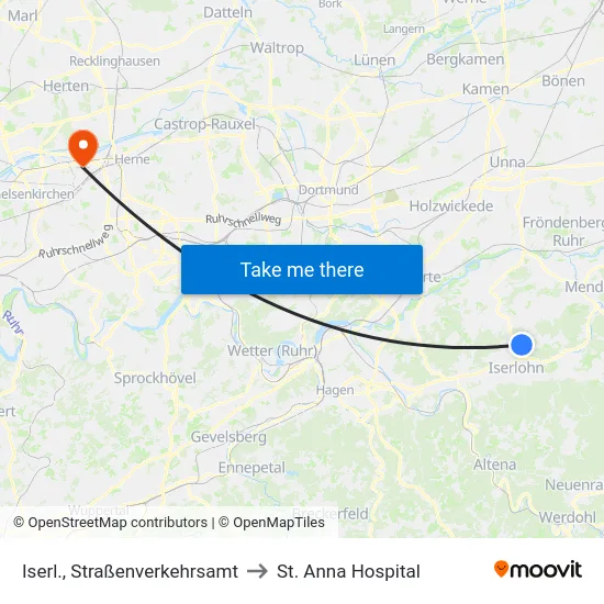 Iserl., Straßenverkehrsamt to St. Anna Hospital map