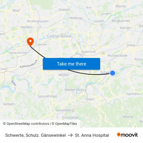 Schwerte, Schulz. Gänsewinkel to St. Anna Hospital map