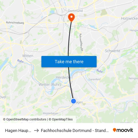 Hagen Hauptbahnhof to Fachhochschule Dortmund - Standort Max-Ophüls-Platz map
