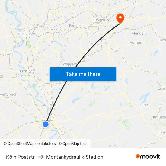 Köln Poststr. to Montanhydraulik-Stadion map
