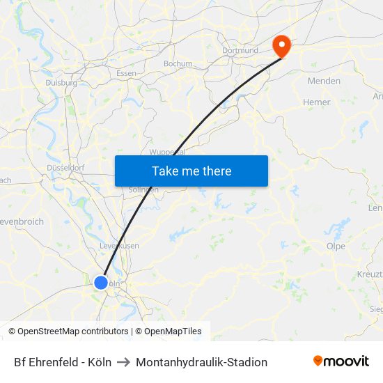 Bf Ehrenfeld - Köln to Montanhydraulik-Stadion map