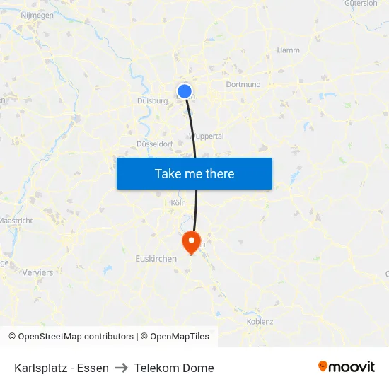 Karlsplatz - Essen to Telekom Dome map