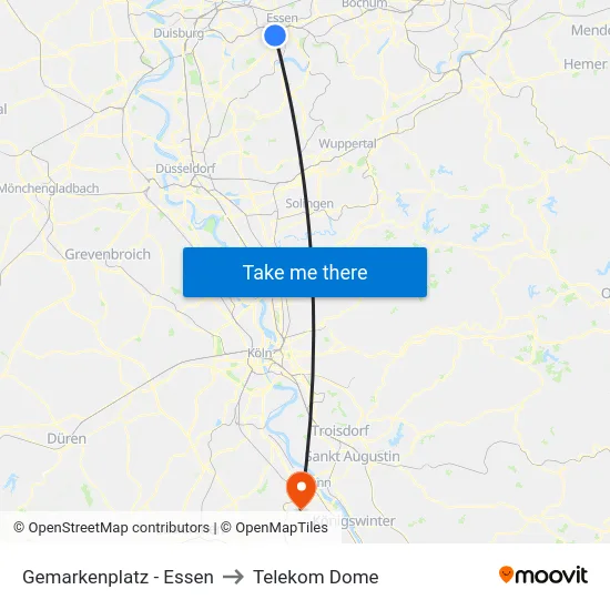 Gemarkenplatz - Essen to Telekom Dome map