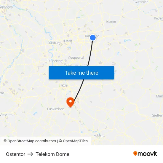 Ostentor to Telekom Dome map