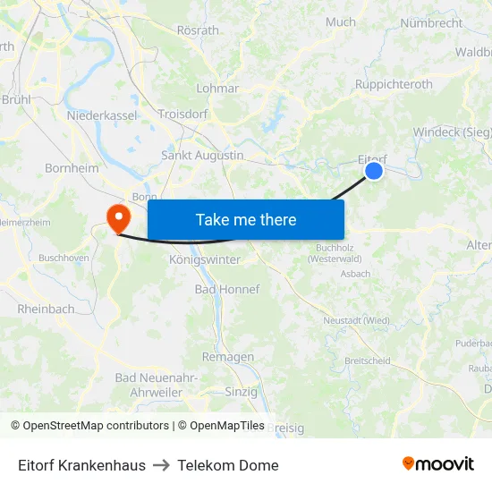 Eitorf Krankenhaus to Telekom Dome map