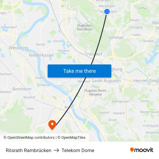 Rösrath Rambrücken to Telekom Dome map