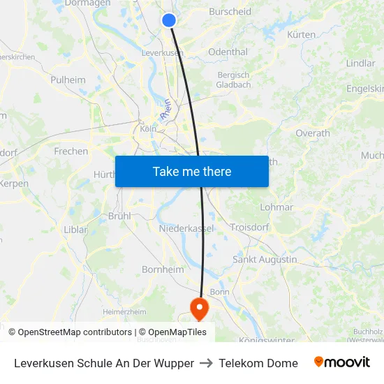 Leverkusen Schule An Der Wupper to Telekom Dome map