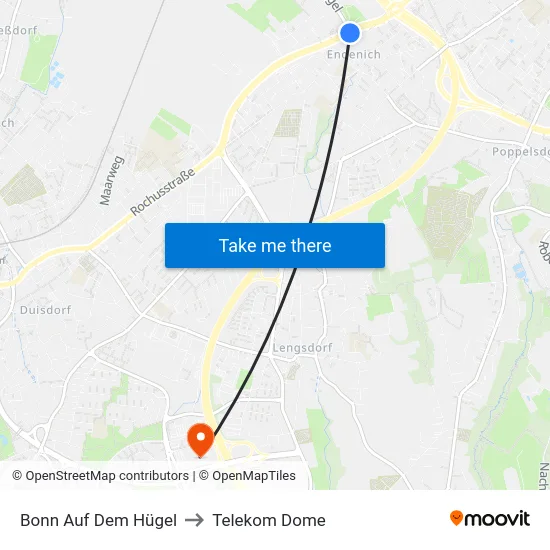 Bonn Auf Dem Hügel to Telekom Dome map