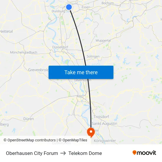Oberhausen City Forum to Telekom Dome map