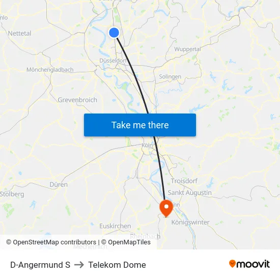 D-Angermund S to Telekom Dome map