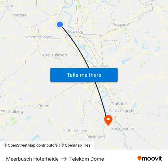 Meerbusch Hoterheide to Telekom Dome map
