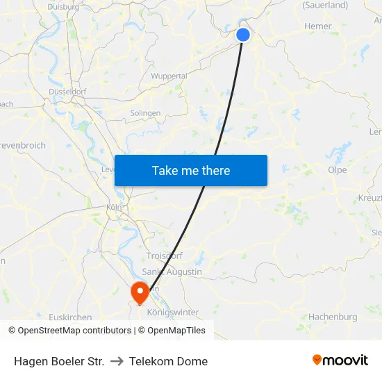 Hagen Boeler Str. to Telekom Dome map