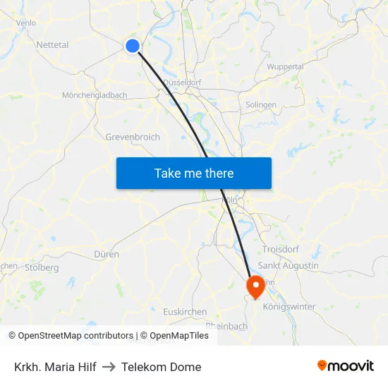 Krkh. Maria Hilf to Telekom Dome map