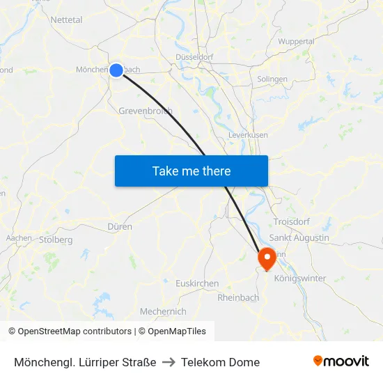 Mönchengl. Lürriper Straße to Telekom Dome map