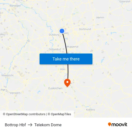 Bottrop Hbf to Telekom Dome map