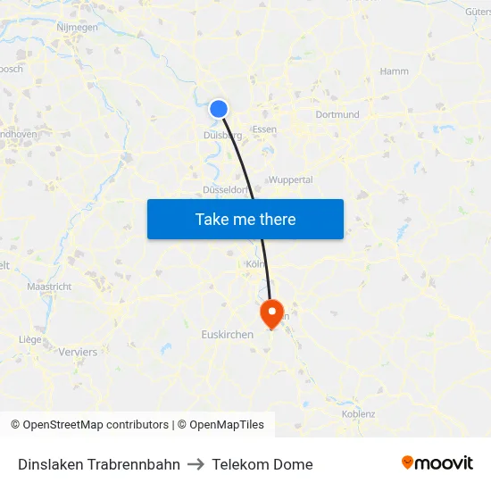 Dinslaken Trabrennbahn to Telekom Dome map