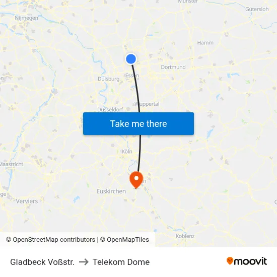 Gladbeck Voßstr. to Telekom Dome map