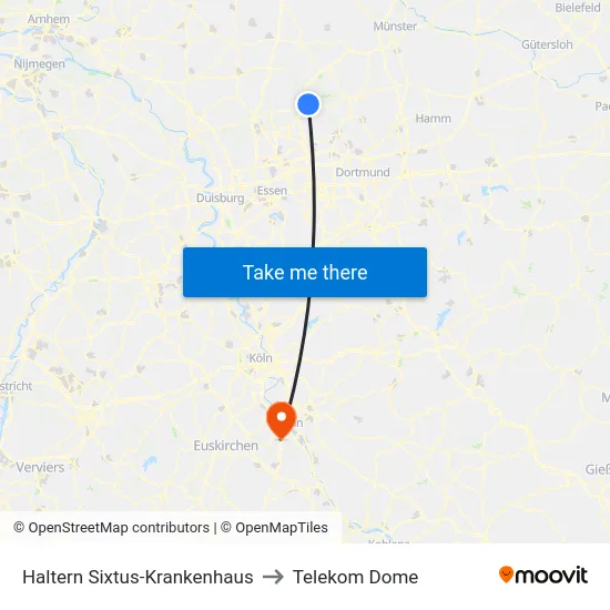 Haltern Sixtus-Krankenhaus to Telekom Dome map