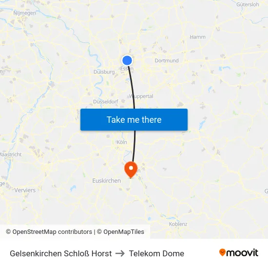 Gelsenkirchen Schloß Horst to Telekom Dome map