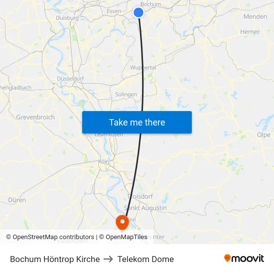 Bochum Höntrop Kirche to Telekom Dome map