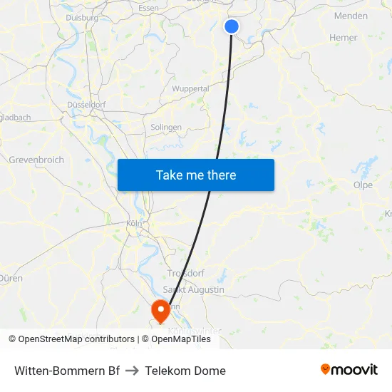 Witten-Bommern Bf to Telekom Dome map